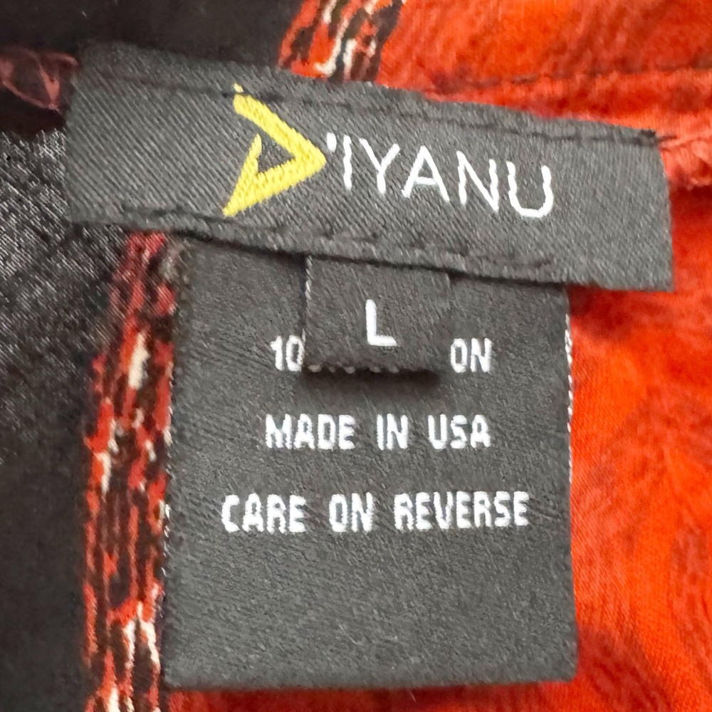 D'IYANU Black And Red African Print Midi Swirl Back Zip Skirt Size Large - Picture 5 of 10